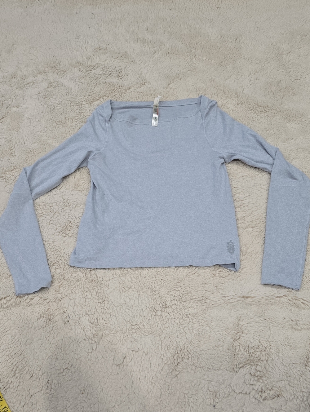 FP Movement by Free People Light Blue Long Sleeve Square Neck Top